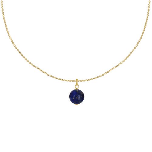 Collier Plaqué Pendentif Perle de Lapis Lazuli - LES POULETTES BIJOUX - Modalova