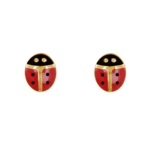 Boucles d'Oreilles Clous Plaqué Or Coccinelle et Noire - LES POULETTES BIJOUX - Modalova