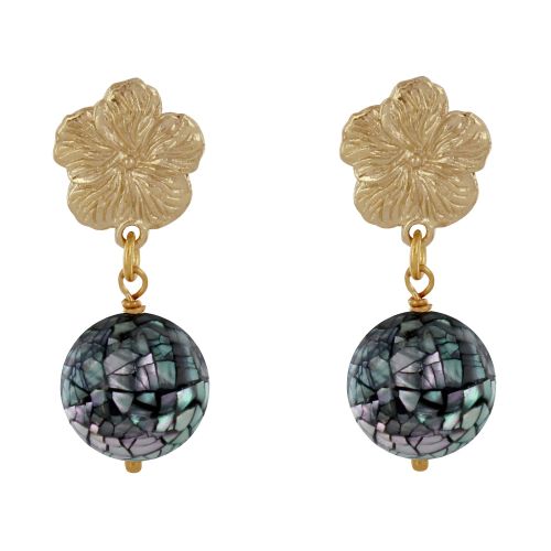 Boucles d'Oreilles Clous Métal Doré Fleur et Perle de Nacre Fac - LES POULETTES BIJOUX - Modalova