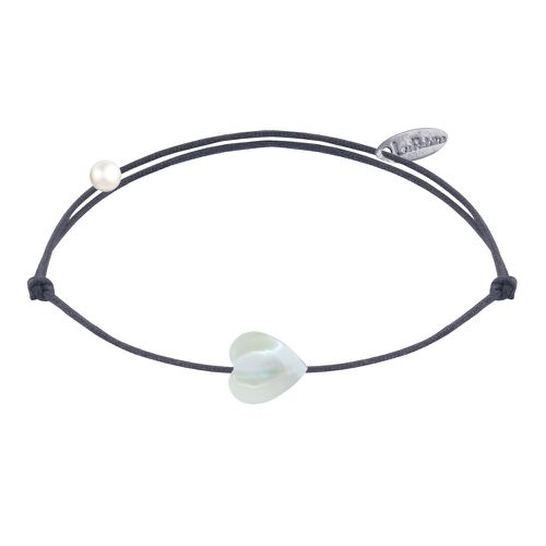 Bracelet Lien Mini Coeur en Nacre - Gris - LES POULETTES BIJOUX - Modalova