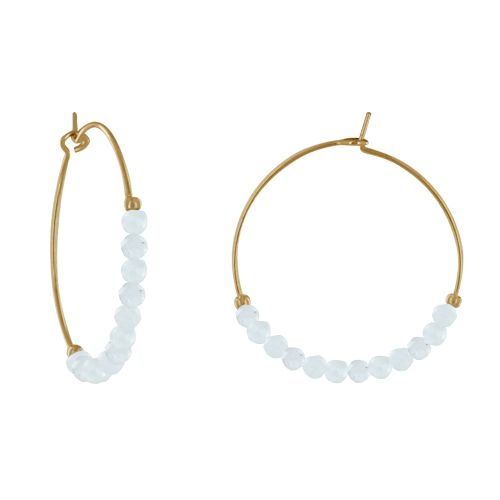 Boucles d'Oreilles Plaqué Or Créoles Perles Facettées de Pierre - LES POULETTES BIJOUX - Modalova
