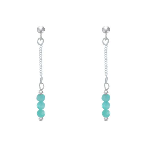 Boucles d'Oreilles Argent Chainette 3 Perles Facettées d'Amazon - LES POULETTES BIJOUX - Modalova