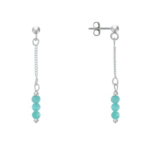 Boucles d'Oreilles Argent Chainette 3 Perles Facettées d'Amazon - LES POULETTES BIJOUX - Modalova