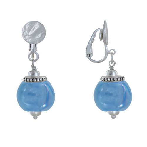 Boucles d'Oreilles Clip Métal é et Grosses Perles en Céramique - Turquoise - LES POULETTES BIJOUX - Modalova