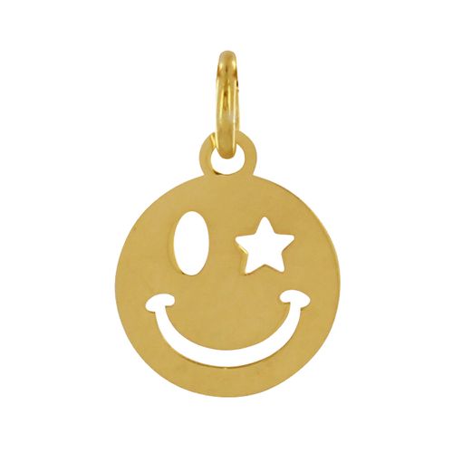 Pendentif Argent Doré Médaille Ronde Smiley - LES POULETTES BIJOUX - Modalova