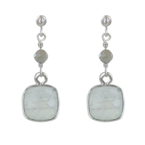 Boucles d'Oreilles Argent 925 Perle et Pavé Pierre de Lune Face - LES POULETTES BIJOUX - Modalova