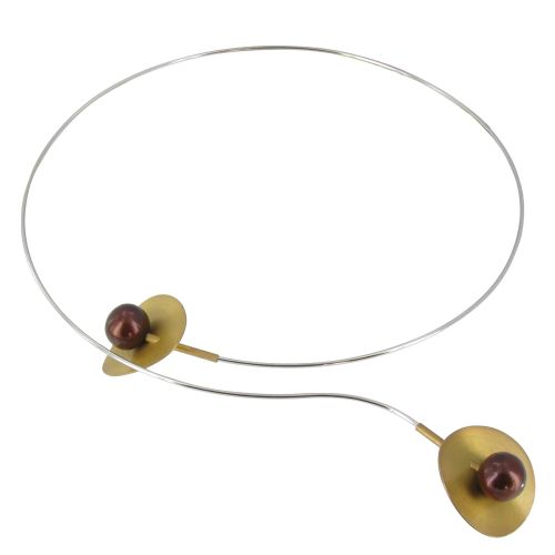 Collier Ras de Cou Argent 925 2 Nénuphars Vermeil Perle Cuivrée - LES POULETTES BIJOUX - Modalova