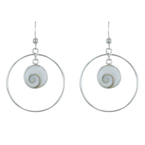 Boucles d'Oreilles Argent Grand Cercle et Oeil de Ste Lucie Rond - LES POULETTES BIJOUX - Modalova