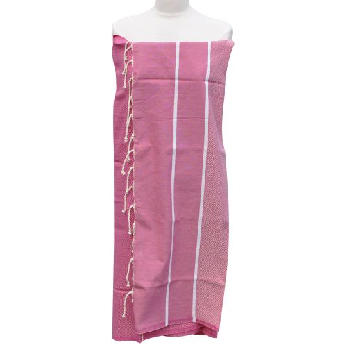 BIJOUX Fouta Drap Plage et Hammam Coton Chevrons Deux Bandes Blanches - LES POULETTES - Modalova