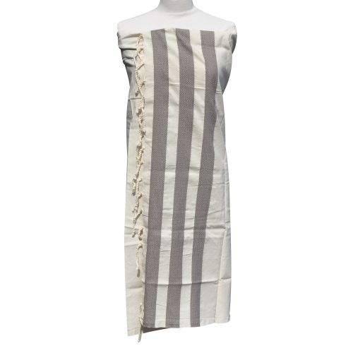 BIJOUX Fouta Drap Plage et Hammam Coton Beige Trois Bandes Chevrons 10 - LES POULETTES - Modalova