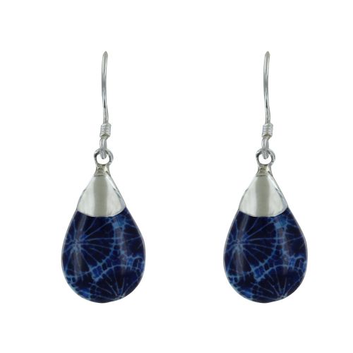 Boucles d'Oreilles Argent 925 Goutte Bombée Coquillage Teinté B - LES POULETTES BIJOUX - Modalova