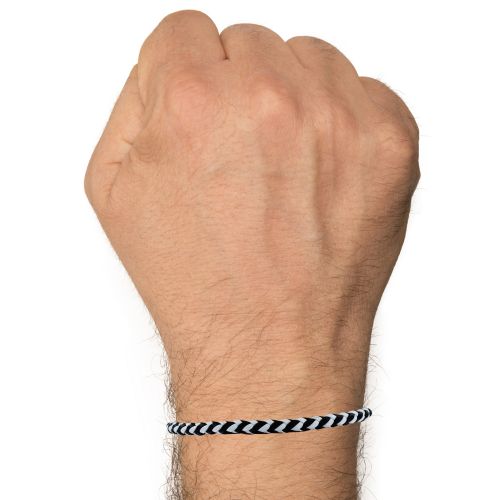 Bracelet Homme Cuir Tréssé Rond Bicolore et Blanc - taille - LES POULETTES BIJOUX - Modalova