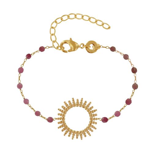 Bracelet Plaqué Or Soleil de Billes Ajouré et Perles Facettées Tourmaline - LES POULETTES BIJOUX - Modalova