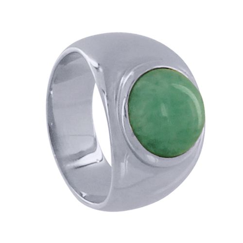 Bague Argent Rhodié Large Demi Perle d'Amazonite - taille 60 - LES POULETTES BIJOUX - Modalova