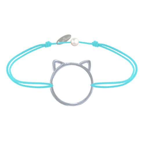 Bracelet Lien Médaille Argent 925 Tête de Chat Ajouré - Turquoi - LES POULETTES BIJOUX - Modalova