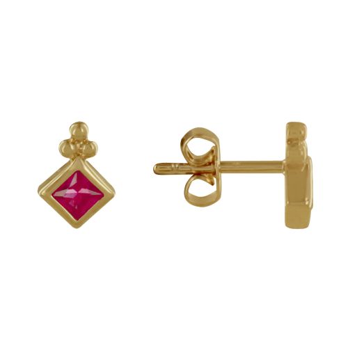 Boucles d'Oreilles Plaqué Or Trois Billes et Carré de Zirconium - LES POULETTES BIJOUX - Modalova