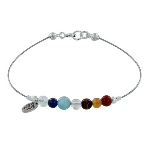 Bracelet Câbles 7 Chakras Perle Cristal de Roche - LES POULETTES BIJOUX - Modalova