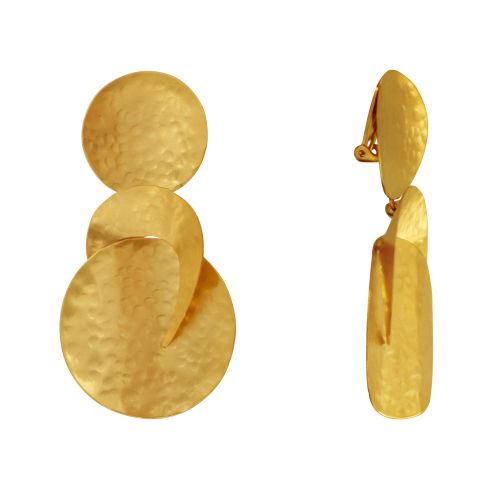 Boucles d'Oreilles Clip Laiton Doré Deux Pastilles et Croissant - LES POULETTES BIJOUX - Modalova
