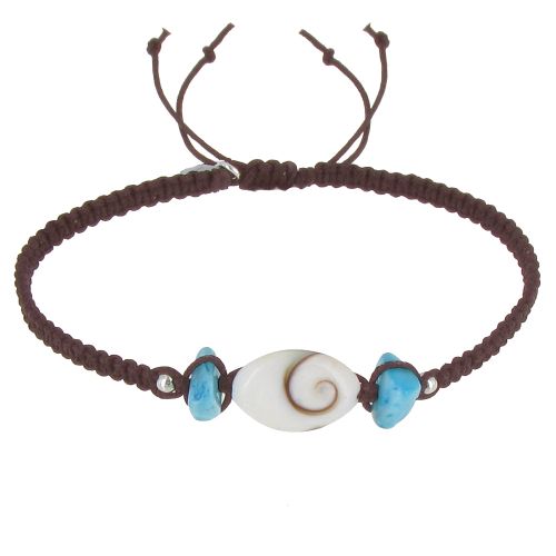 Bracelet Lien Tréssé Pavés de Larimar et Oeil de Ste Lucie - Ma - LES POULETTES BIJOUX - Modalova