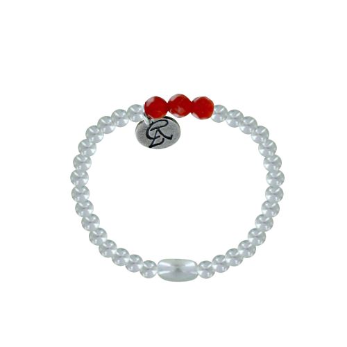 Bague Argent 925 Elastique Bille et Trois Perles de Cornaline F - LES POULETTES BIJOUX - Modalova