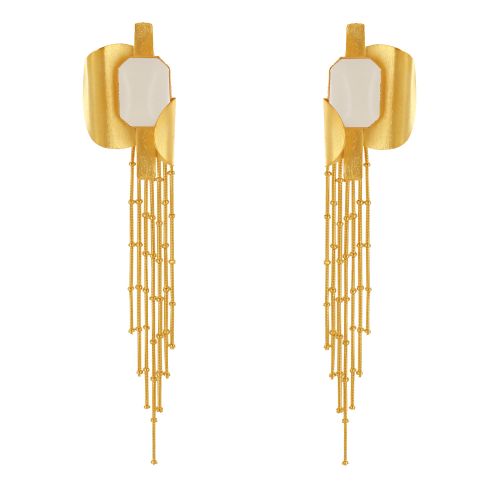 Boucles d'Oreilles Laiton Doré Formes Incurvés et Long Fils Pen - LES POULETTES BIJOUX - Modalova