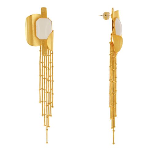 Boucles d'Oreilles Laiton Doré Formes Incurvés et Long Fils Pen - LES POULETTES BIJOUX - Modalova