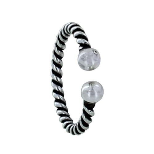 Bague Argent 925 Corde Deux Perles - LES POULETTES BIJOUX - Modalova