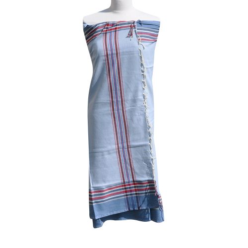 BIJOUX Fouta Drap Plage et Hammam Coton Madras Ciel 100 x 200cm - LES POULETTES - Modalova