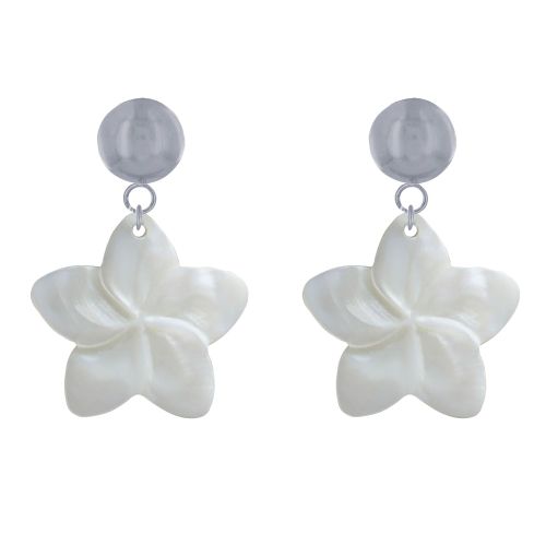 Boucles d'Oreilles Clous en Laiton Fleurs de Frangipanier en Na - LES POULETTES BIJOUX - Modalova