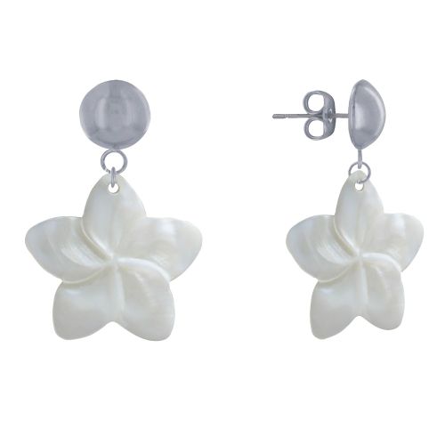 Boucles d'Oreilles Clous en Laiton Fleurs de Frangipanier en Na - LES POULETTES BIJOUX - Modalova