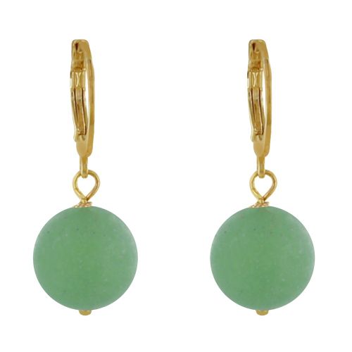 Boucles d'Oreilles Mini Créoles Acier Doré et Perle d'Aventurin - LES POULETTES BIJOUX - Modalova