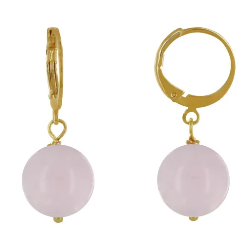 Boucles d'Oreilles Mini Créoles Acier Doré et Perle de Quartz R - LES POULETTES BIJOUX - Modalova