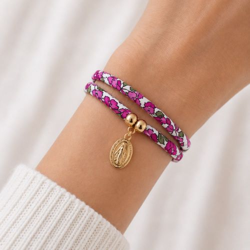 Bracelet Double Tour Lien liberty et Petite Médaille Vierge Mir - LES POULETTES BIJOUX - Modalova
