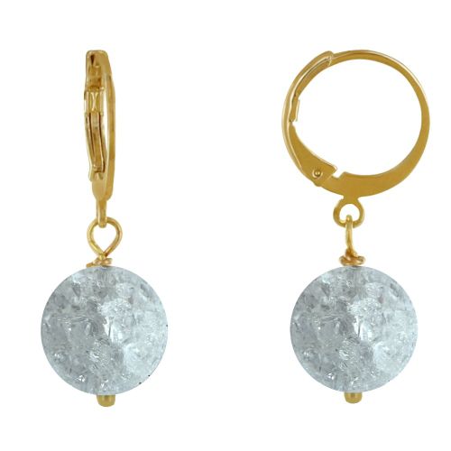 Boucles d'Oreilles Mini Créoles Plaqué Or et Perle de Cristal d - LES POULETTES BIJOUX - Modalova