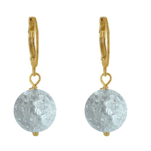 Boucles d'Oreilles Mini Créoles Plaqué Or et Perle de Cristal d - LES POULETTES BIJOUX - Modalova