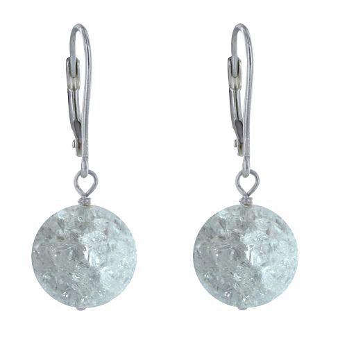 Boucles d'Oreilles Dormeuse Argent 925 et Perle de Cristal de R - LES POULETTES BIJOUX - Modalova