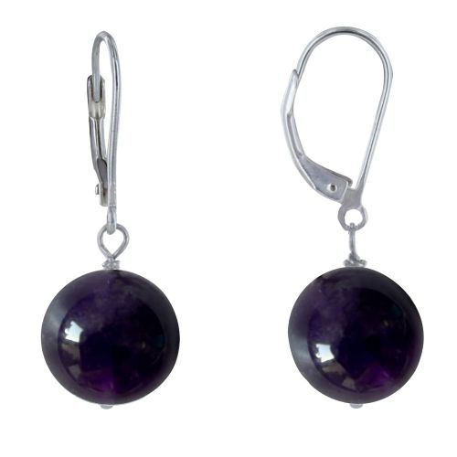 Boucles d'Oreilles Dormeuse Argent 925 et Perle d'Améthyste - LES POULETTES BIJOUX - Modalova