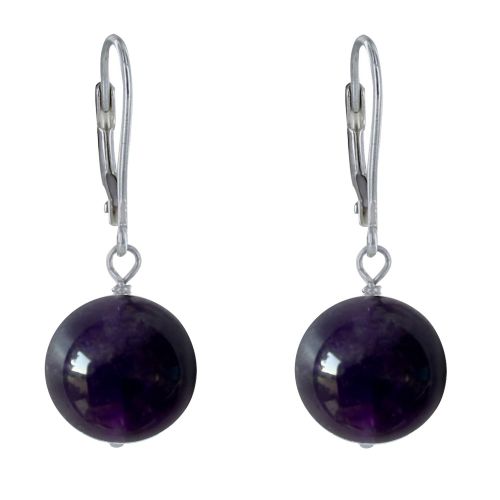 Boucles d'Oreilles Dormeuse Argent 925 et Perle d'Améthyste - LES POULETTES BIJOUX - Modalova