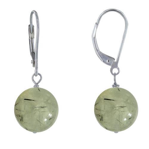 Boucles d'Oreilles Dormeuse Argent 925 et Perle de Prehnite - LES POULETTES BIJOUX - Modalova