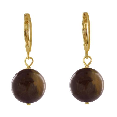 Boucles d'Oreilles Mini Créoles Plaqué Or et Perles - Marron fo - LES POULETTES BIJOUX - Modalova