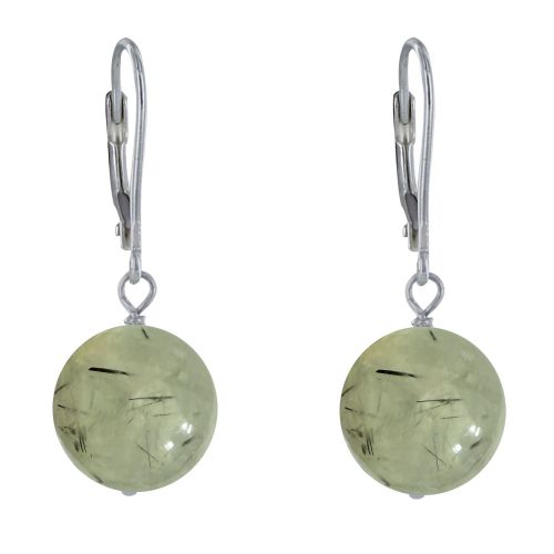 Boucles d'Oreilles Dormeuse Argent 925 et Perle de Prehnite - LES POULETTES BIJOUX - Modalova