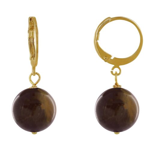 Boucles d'Oreilles Mini Créoles Plaqué Or et Perles - Marron fo - LES POULETTES BIJOUX - Modalova