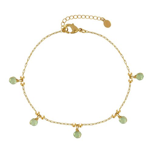 Bracelet Plaqué Or 5 Perles Facettées de Péridot - LES POULETTES BIJOUX - Modalova
