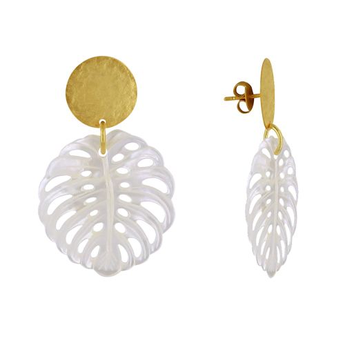 Boucles d'Oreilles Clous Laiton Mat Pastille Brossée Feuille Aj - LES POULETTES BIJOUX - Modalova