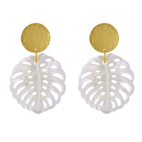 Boucles d'Oreilles Clous Laiton Mat Pastille Brossée Feuille Aj - LES POULETTES BIJOUX - Modalova