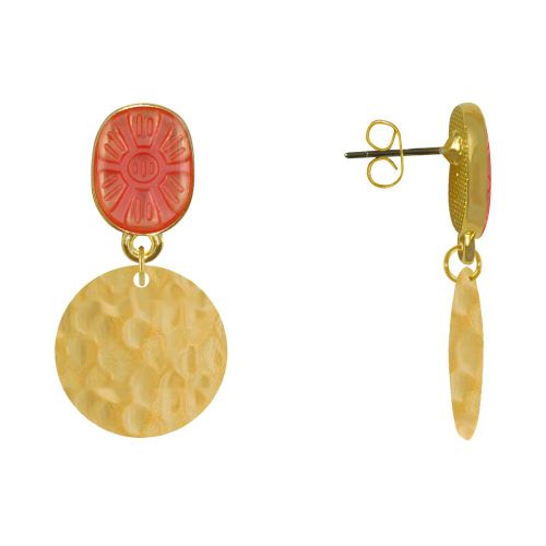 Boucles d'Oreilles Laiton Doré Ovale Soleil en Résine et Pastil - LES POULETTES BIJOUX - Modalova