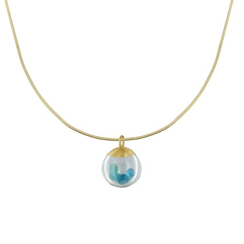 Collier Laiton Bulle et Billes Pâte de Verre Cristal - LES POULETTES BIJOUX - Modalova