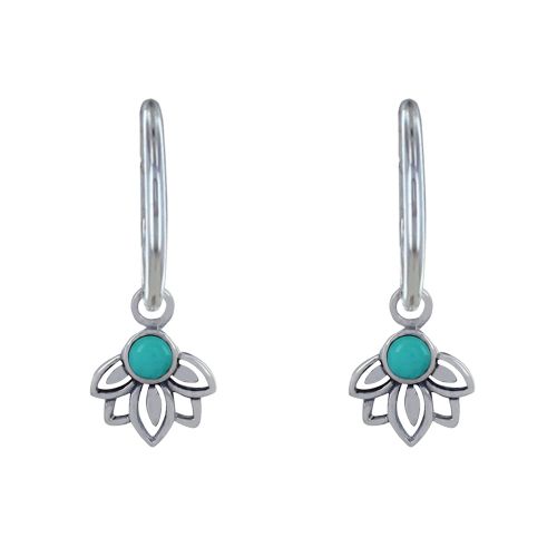 Boucles d'Oreilles Argent 925 Créoles Fleur de Lotus et Petite - LES POULETTES BIJOUX - Modalova