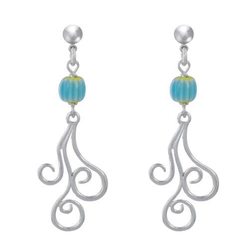 Boucles d'Oreilles Clous Métal Argenté Perles Striées et Arabes - LES POULETTES BIJOUX - Modalova