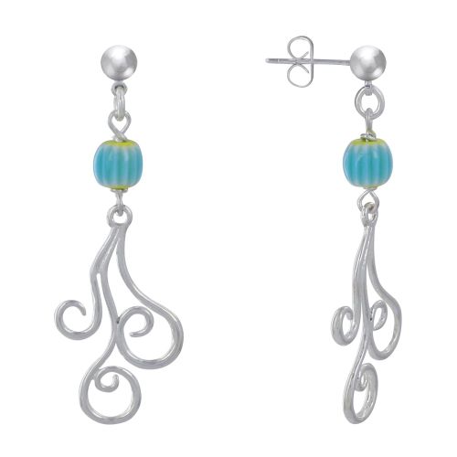 Boucles d'Oreilles Clous Métal Argenté Perles Striées et Arabes - LES POULETTES BIJOUX - Modalova